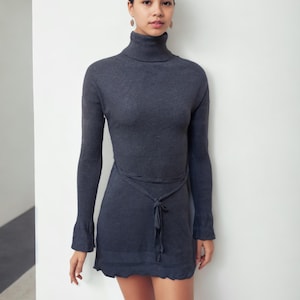 Womens Cashmere Turtleneck Sweater Dress Made in Italy, Ethical and Sustainable Clothing