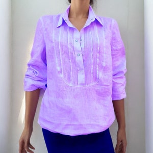 Womens linen top Ladies vintage shirt Linen clothing Long sleeve blouses Plus size clothing made in Italy