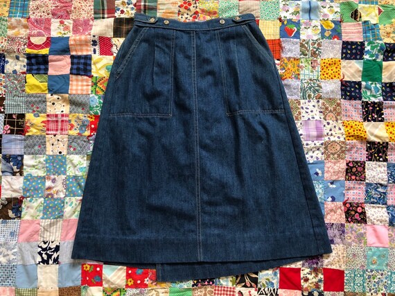 Vintage 70s Levis Denim Skirt Blue Jean A-Line Hig