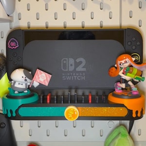 Splatoon Raiders Cartridge + Amiibo organizer dock | Sea Green + Orange | Nintendo Switch 2 Dock Stand - Skadis Supported, Swith 1 Supported