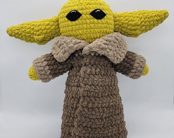 Gehaakt, gevuld, baby, Yoda, Grogu, Star Wars, Mandalorian, collectible, handgemaakt, kwekerij, amigurumi, cadeau, speelgoed, alien, afstuderen