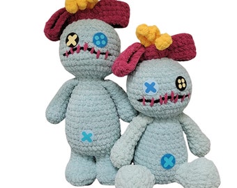 Crochet, Stuffed, zombie doll, Scrump, stitch, lilo and stitch, Collectible, Handmade, Nursery, amigurumi, gift, toy, zombie, Graduation