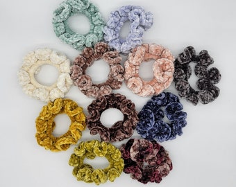 Haakwerk, fluweel, scrunchy, haarelastiekje, handgemaakt, meisjes, dames