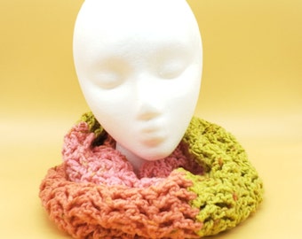 Gehaakte oneindigheidssjaal, driekleur, lus, sjaal, handgemaakt, kleding, dames, meisjes, col
