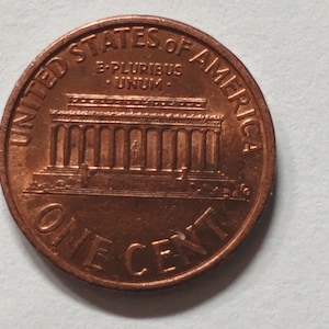 1994 Usa 1 cent Lincoln memorial penny  ddr no mint mark doubling in pillers and letters reverse side vintage coin penny au not graded uncer