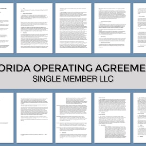 Accordo operativo della Florida ︱Modello ︱LLC ︱Download istantaneo ︱Accordo per membro unico ︱