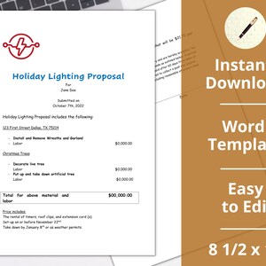 Christmas Lights Installation ︱ Holiday Lights Set up ︱ Invoice ︱ Proposal ︱Template ︱ Estimate ︱ Instant Download