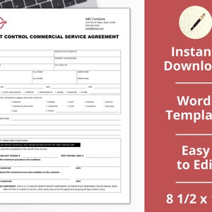 Pest Control ︱ Service Agreement ︱ Commercial Contract ︱ Instant Download