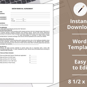 Snow Removal ︱  Agreement ︱ Template ︱Invoice ︱Proposal ︱Estimate︱ Contract
