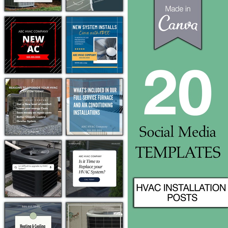 HVAC Installation Social Media Posts ︱heating & Cooling ︱company ...