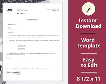 Generator Proof of Purchase︱ Easy to Edit ︱ Instant Download ︱Edit in Microsoft Word
