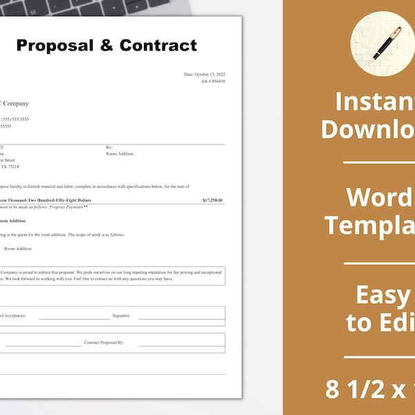 Construction Bid Template - Etsy