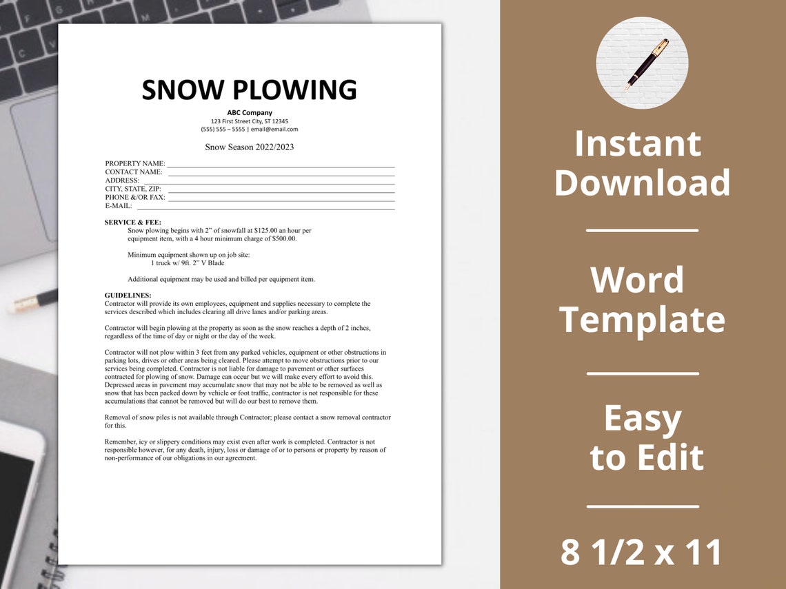 Snow Removal Snow Plowing Agreement Template seasonal Snow Maintenance