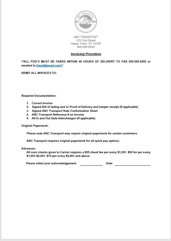 New Carrier Setup Packet Broker Template carrier Agreement Etsy