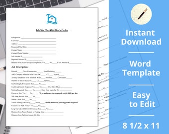 Lista de verificación de techos ︱ Orden de trabajo de construcción ︱ Descarga instantánea ︱ Formato Word
