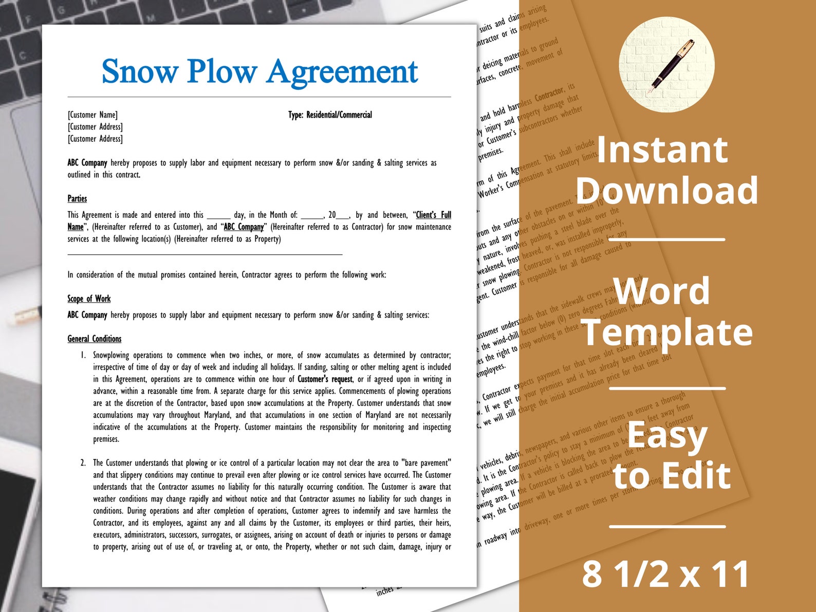 Snow Removal ︱ Agreement ︱ Template ︱invoice ︱proposal ︱estimate Snow Removal ︱ Agreement ︱ Template ︱invoice ︱proposal ︱estimate