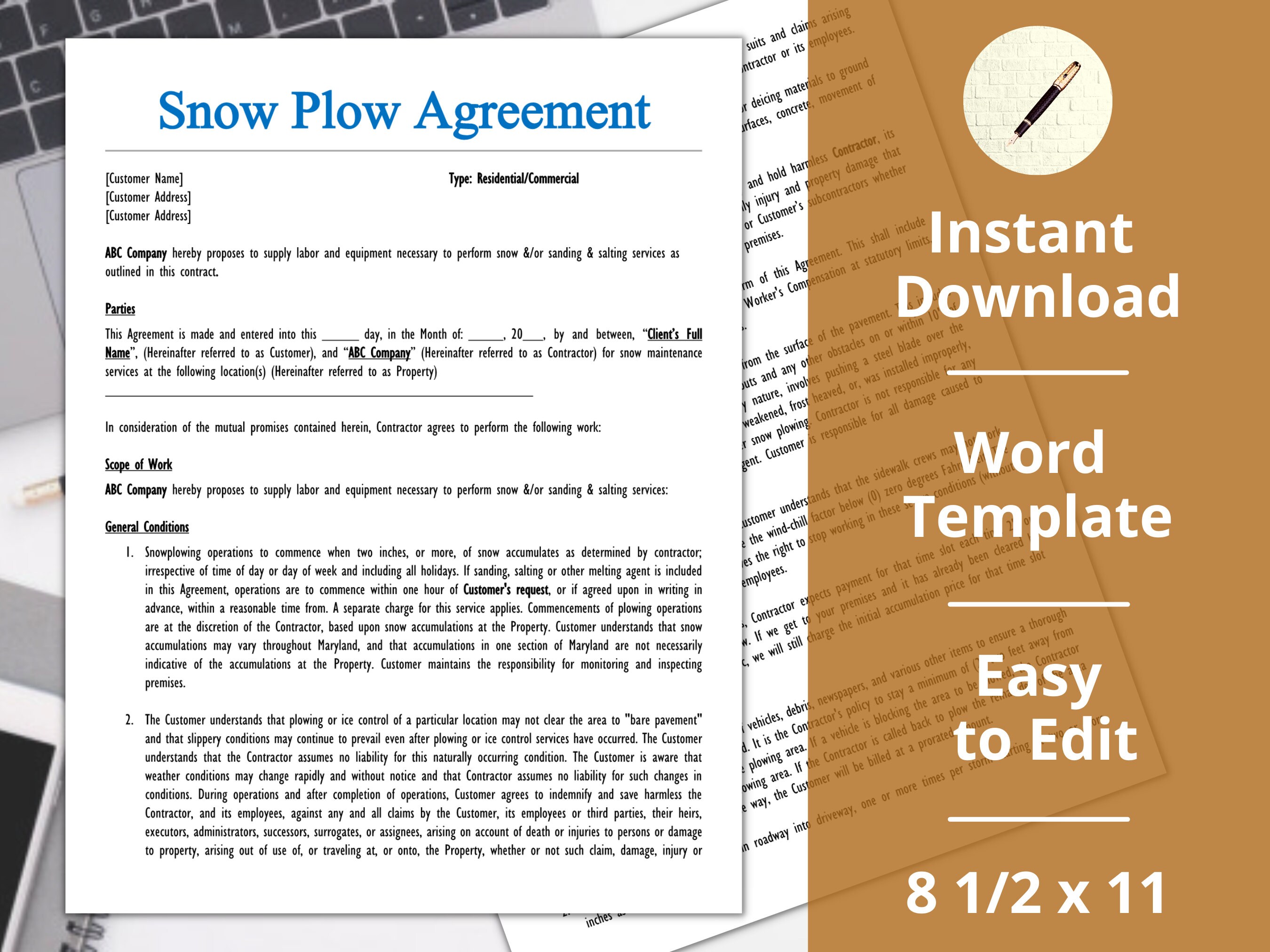 Snow Removal ︱ Agreement ︱ Template ︱invoice ︱proposal ︱estimate Snow Removal ︱ Agreement ︱ Template ︱invoice ︱proposal ︱estimate