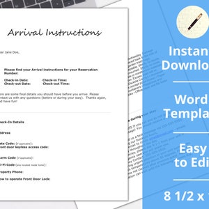 Wynajem krótkoterminowy ︱ Instrukcje dotyczące przyjazdu ︱ Instrukcje dotyczące zameldowania ︱ Natychmiastowe pobranie ︱ Microsoft Word