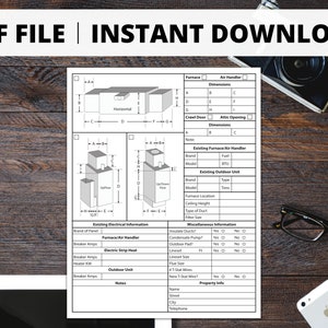 HVAC SPEC SHEET ︱ Ducts ︱Measuring ︱Template ︱Heating︱ Cooling︱