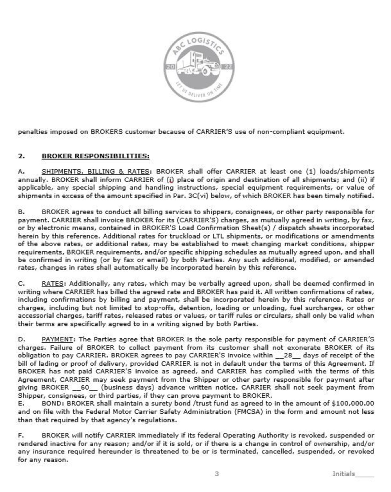 Brokercarrier Agreement contract instant Download template microsoft Brokercarrier Agreement contract instant Download template microsoft