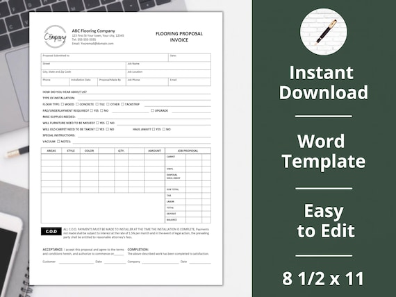 Flooring Proposal estimate contract agreement - Etsy