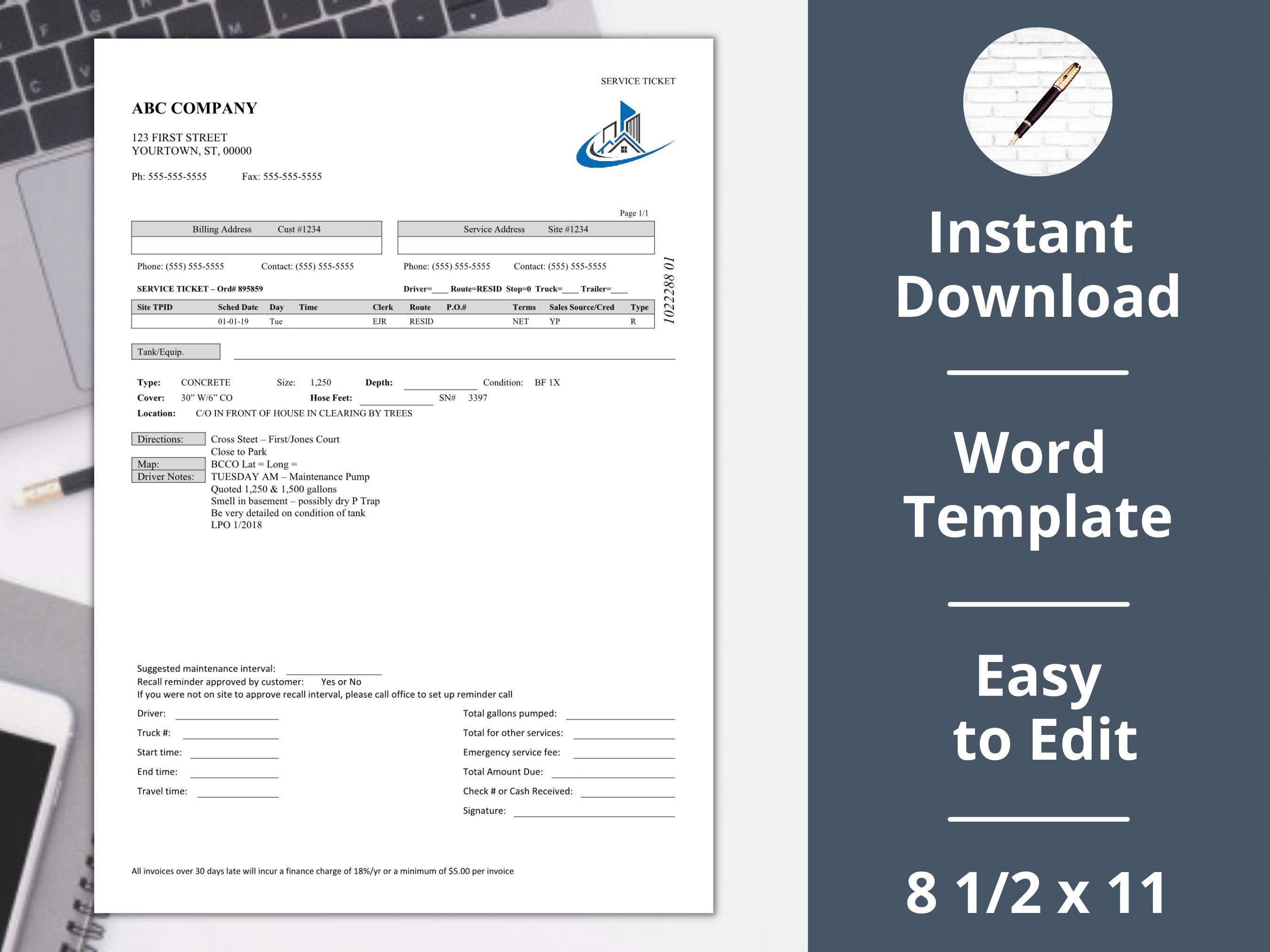 Septic Tank Company Repair Pumping Estimate Invoice Proposal Instant