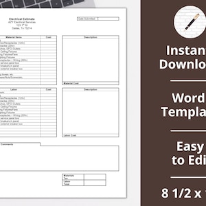 Electrical Estimate ︱Template ︱Invoice ︱Proposal ︱Electrical Services