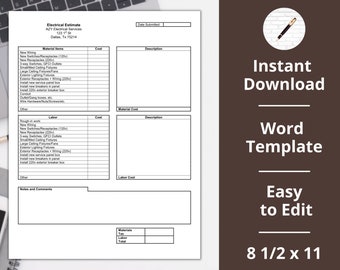 Electrical Estimate ︱Template ︱Invoice ︱Proposal ︱Electrical Services
