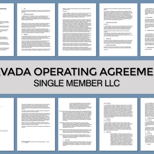 Nevada Operating Agreement ︱Template ︱LLC ︱Instant Download ︱Single Member Agreement ︱