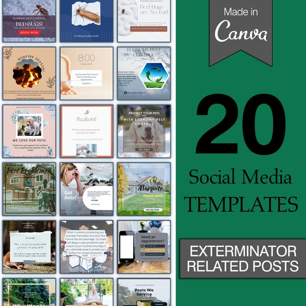 Pest Control ︱Social Media Posts for Facebook and Instagram ︱Exterminator ︱Templates ︱Instant Download