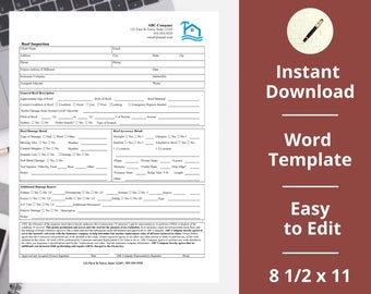Inspeção de telhado grátis ︱Autorização ︱Download instantâneo ︱Modelo ︱Empresa de telhados ︱Formato Word