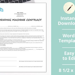 Vending Machine Contract ︱ Agreement ︱ Terms ︱ Instant Download