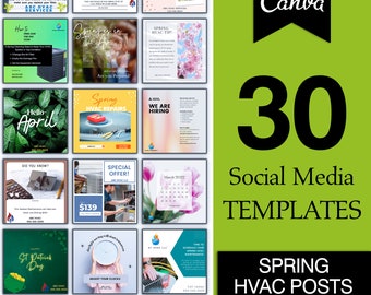 HVAC ︱Spring Social Media Posts ︱Heating & Cooling ︱Company ︱Mechanical ︱Templates︱ Instant Download