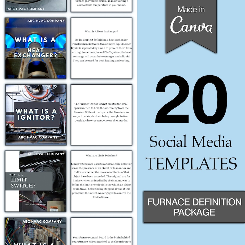 Furnace Definition Package HVAC Social Media Posts Instant Download Etsy
