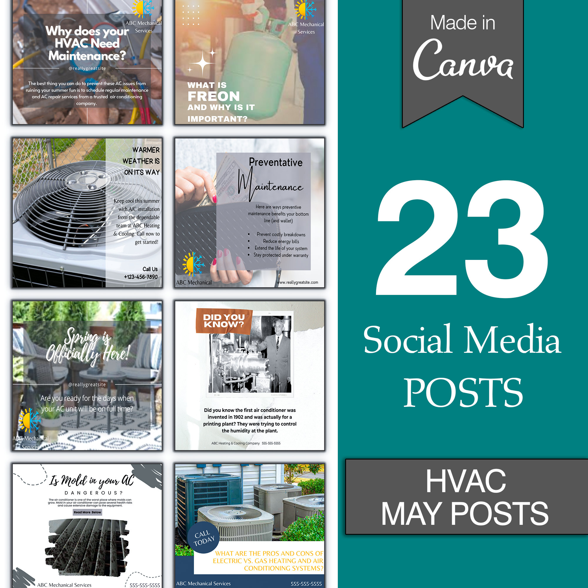 HVAC ︱May Social Media Posts ︱Heating & Cooling ︱Company ︱Mechanical ︱Templates︱ Instant Download