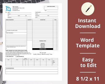 Basic Invoice  ︱Agreement ︱Instant Download ︱Template ︱ Word