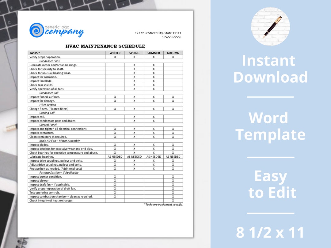 hvac-maintenance-schedule-preventative-maintenance-cleaning-template-instant-download-etsy