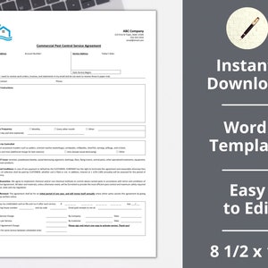 Commercial Pest Control Service Agreement ︱ Instant Download