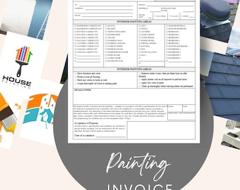 May include: A proposal form for interior painting services from ABC Painting Company. The form includes a checklist of interior painting areas, details about the services offered, and a section for accepting the proposal.