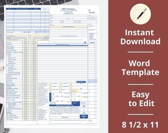Plumbing  ︱Invoice ︱Estimate ︱Work Order ︱Template ︱ Instant Download ︱ Word Format