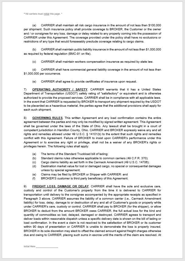 New Carrier Setup Packet Broker Template carrier Agreement Etsy