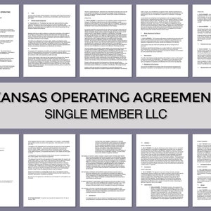 Kansas Operating Agreement ︱Template ︱LLC ︱Instant Download ︱Single Member Agreement ︱