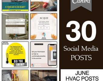 HVAC ︱June Social Media Posts ︱Heating & Cooling ︱Company ︱Mechanical ︱Templates︱ Instant Download