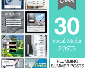 Plumbing ︱Summer Social Media Posts ︱Plumber ︱Templates ︱Instant Download