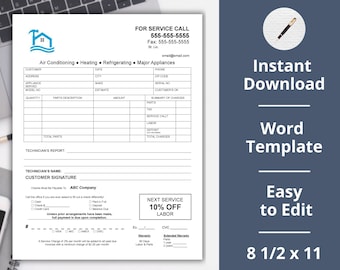 HVAC ︱Invoice ︱Estimate ︱Contract ︱Heating & Cooling ︱ Company ︱Instant Download