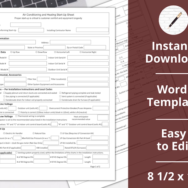 Ac Start up Sheet Etsy