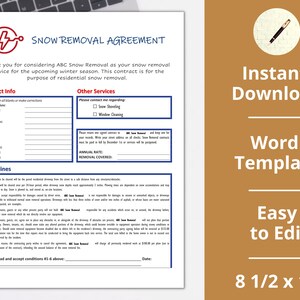 Snow Removal ︱ Agreement ︱ Template ︱Invoice ︱Proposal ︱Estimate︱ Contract ︱ Ice Treatment ︱Salt Spreading