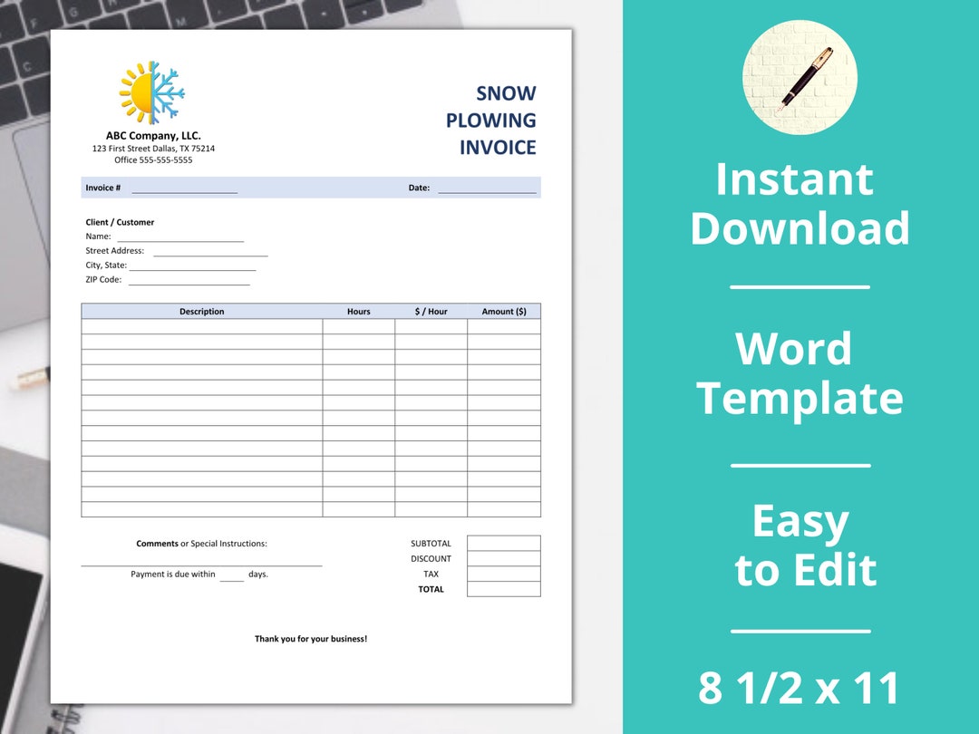 Snow Plow Invoice Template