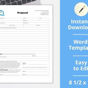 Construction Proposal︱ Agreement ︱Contract ︱ Template ︱Construction︱ Instant Download ︱Edit in Word or Docs