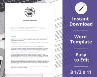 Owner-Operator Lease Agreement︱ Instant Download ︱Microsoft Word ︱Contract